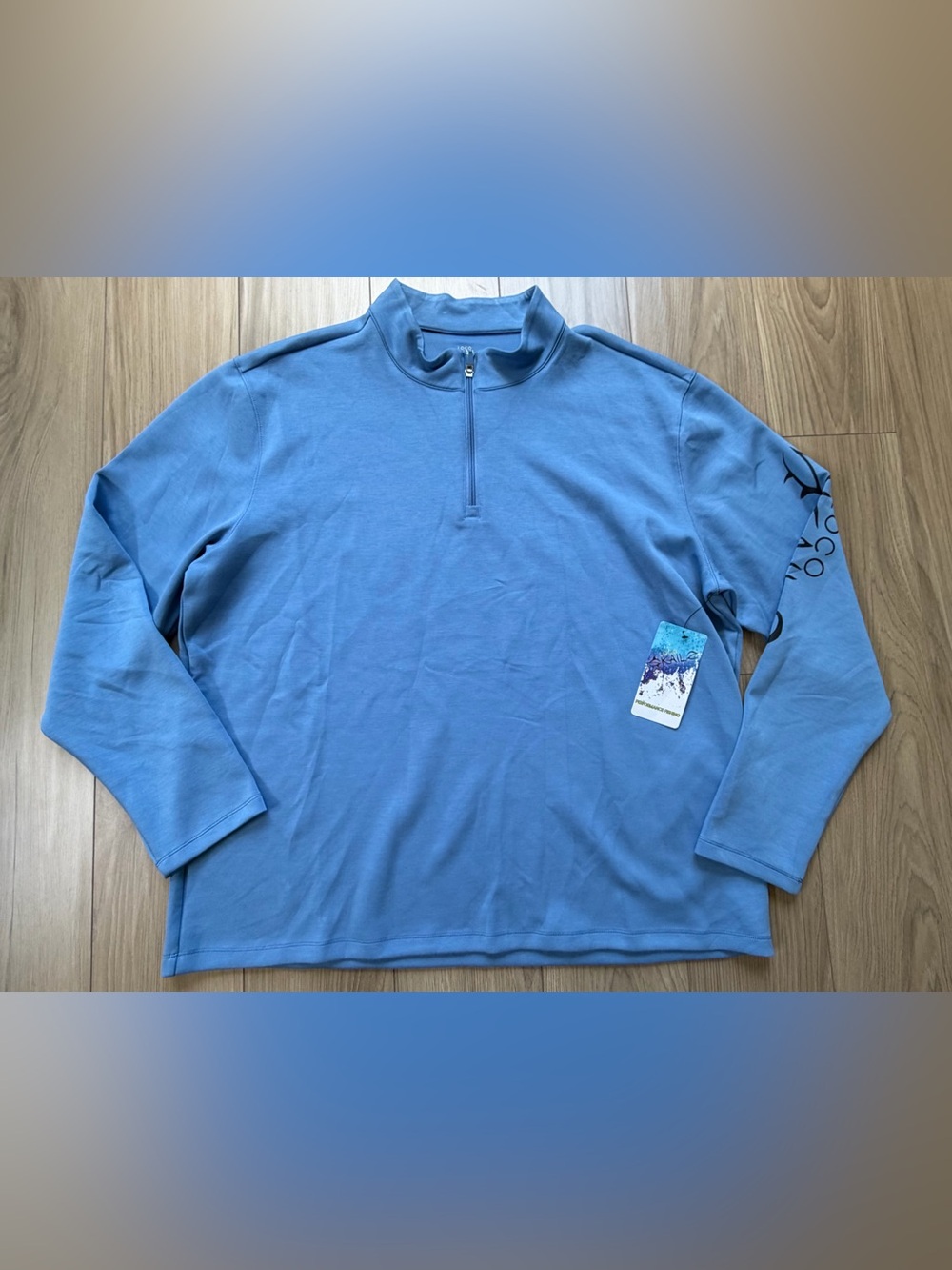 Loco Skailz Men Blue Quarter-Zip  Long Sleeve Fishing Shirt/Jacket UPG XXL NWT
